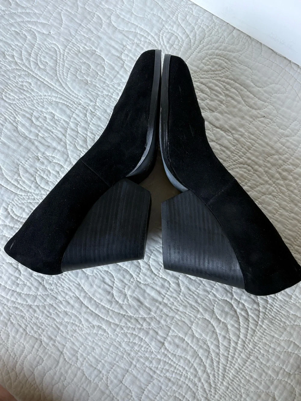Eileen Fisher Black Suede Pointed Wedge Pumps